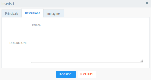 Inserimento descrizione del servizio