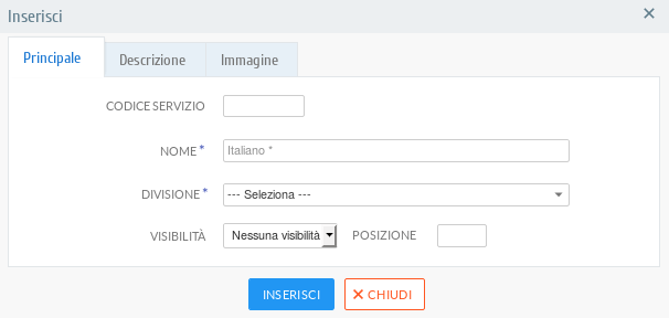 Inserimento di un nuovo servizio